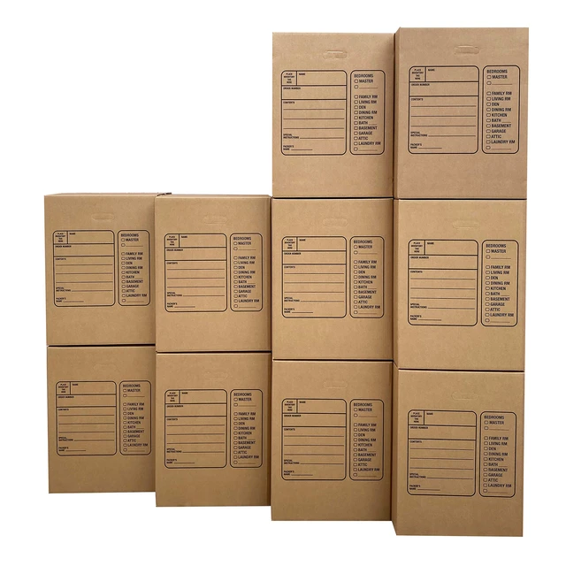 Alt view image 4 of 7 - Moving Boxes with Handles, 10 Premium Large, 18 x 18 x 24, Brown Premium with Handles
