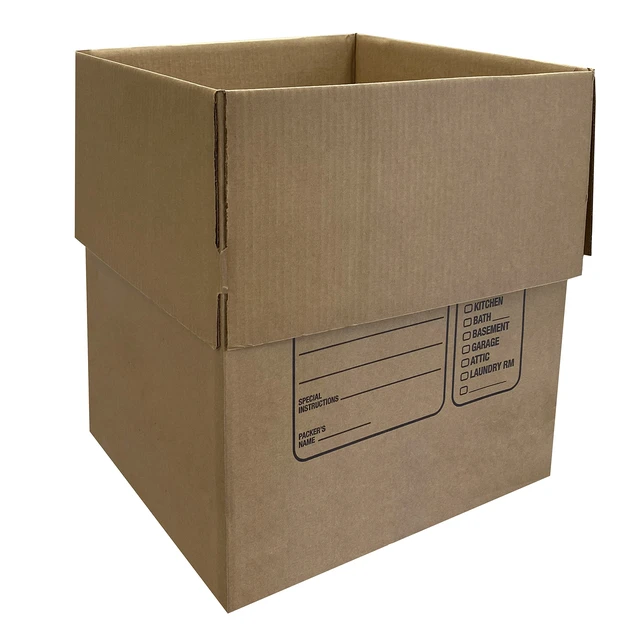 Alt view image 5 of 7 - Moving Boxes with Handles, 10 Premium Large, 18 x 18 x 24, Brown Premium with Handles