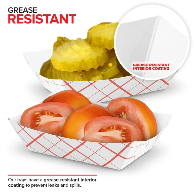 Alt view image 5 of 7 - Mini Tiny Paper Food Boats (250 Pack).25 Lb Disposable Red & White Checkered Paper Food Trays, Eco Friendly Paper Food Trays, Serving Boats for Concession Food & Condiments, Condiment Size 3" x 1"