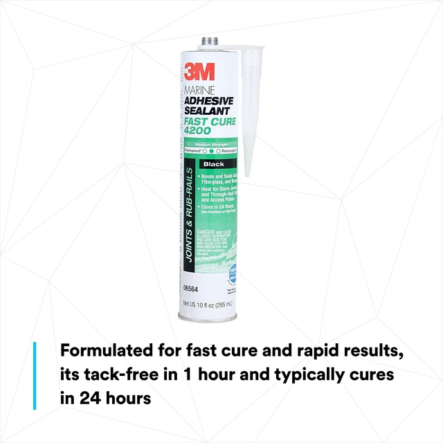 Alt view image 6 of 7 - Marine Adhesive Sealant Fast Cure 4200FC, White, 295 mL Cartridge Semi-Permanent, Underwater-Safe, Flexible Bonds, Adhesive Sealant for Boats and RVs, Ships with Nozzle