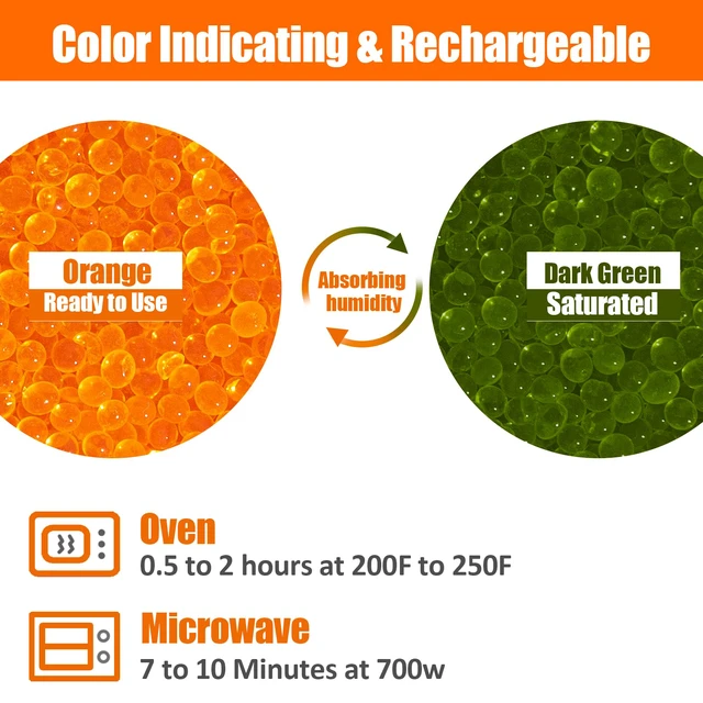 Alt view image 4 of 6 - 4LBS Desiccant Beads, Premium Orange Indicating Reusable Silica Gel Beads Bulk, Industry Standard 3-5 mm Desiccant Dehumidifier for 3D Filament, Electronic Devices, Camera, Documents, Safe (10PCS Bags