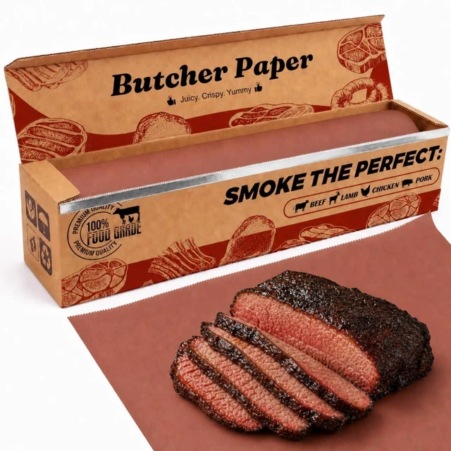 Main image of PerkHomy Pink Butcher Paper Roll 18" x 2400" (200') with Upgraded Packaging for Smoker BBQ Grilling Smoking Meat Unbleached Uncoated Unwaxed