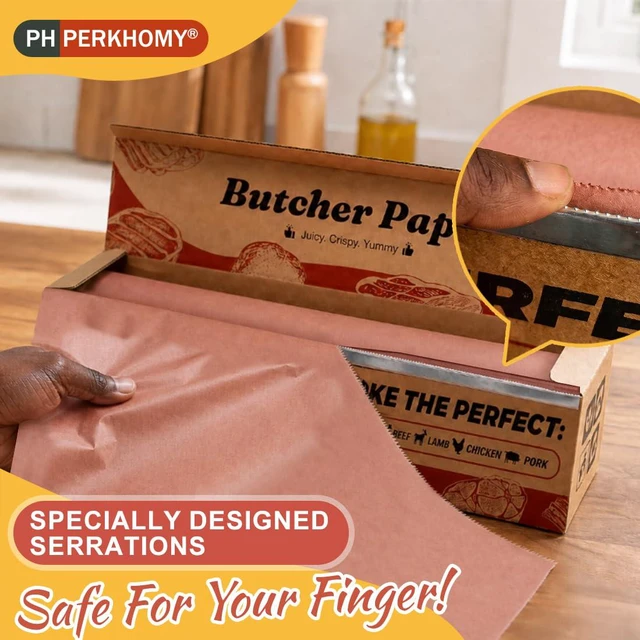 Alt view image 2 of 7 - PerkHomy Pink Butcher Paper Roll 18" x 2400" (200') with Upgraded Packaging for Smoker BBQ Grilling Smoking Meat Unbleached Uncoated Unwaxed