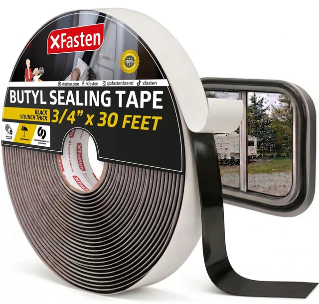 Main image of Butyl Sealing Tape, Black, 1/8-In x 3/4-In x 30-Foot Plumbers Putty, RV Sealant, Boat Sealing, EDPM Butyl Tape