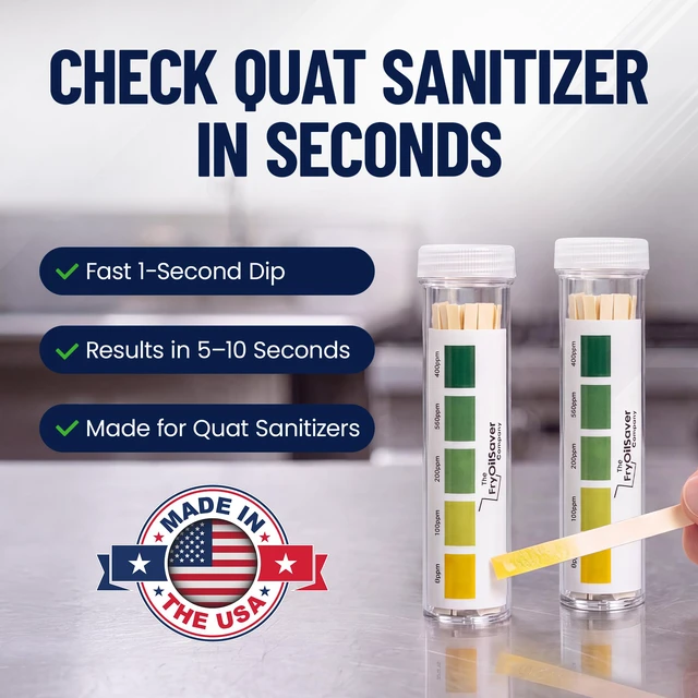 Alt view image 2 of 7 - 400 Pack Quat Sanitizer Test Strips for Sanitizing Solution Quaternary Food Service Test Kit for Restaurant Kitchen - QAC QR5 0-500 ppm - 4 x 100-Strip Vials (4 Pack) by FryOilSaver Co