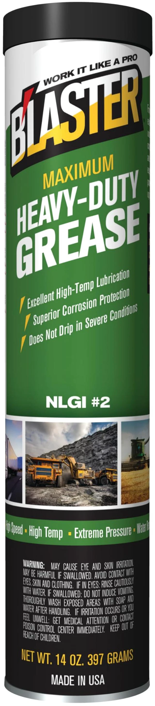 Alt view image 2 of 3 - B'laster Maximum Heavy-Duty Grease with High Temperature and Superior Material Protection, NLGI #2, 14 Ounces, Pack of 10