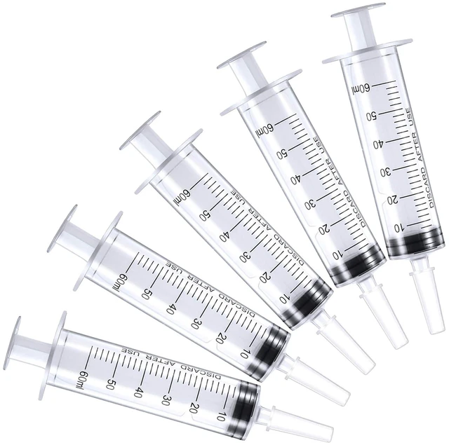 Main image of 60ml Syringe for Liquid, Syringe Without Needle for Pet Feeding, Liquid Measurement, Individually Wrapped, Pack of 15