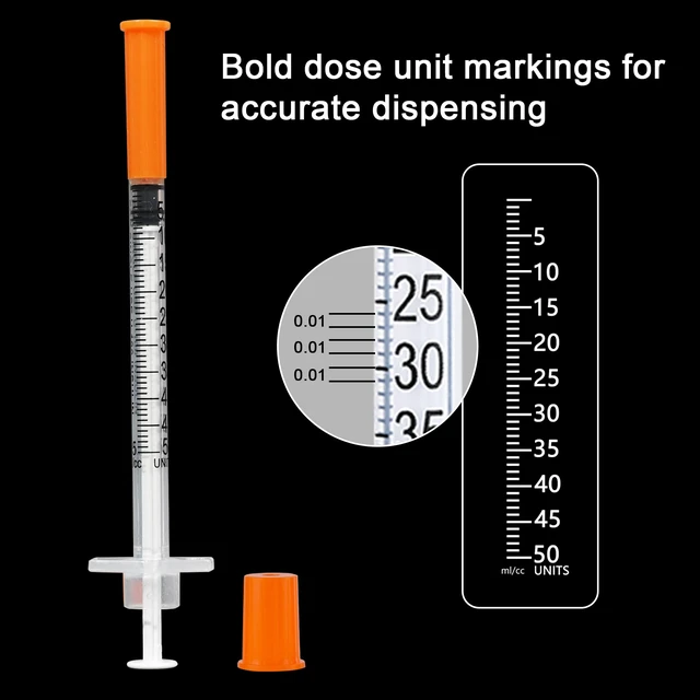 Alt view image 4 of 7 - U-100 1/2ml 31ga Disposable Syringe and 31G x 8 mm (5/16), 50Pack Lab Dispensing Supplies