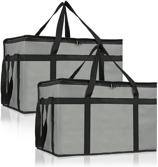 Main image of 2 Pack Insulated Food Delivery Bag, XXXL Catering Bag for Keep Food Warming Large Capacity & Collapsible, Grey Pizza Cooler Bags for Grocery Shopping, Picnics, Takeout, Camping