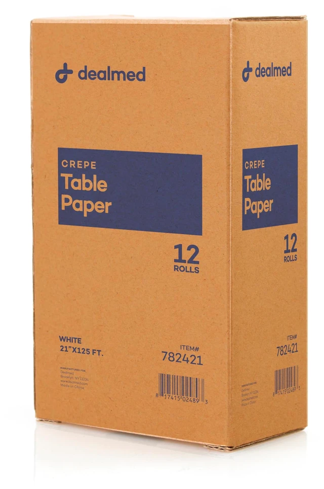Main image of Table Paper Exam Cover - 21 in x 125 ft, Crepe, White, 12 Rolls Tear Resistant, Disposable Barrier Cover, Quiet Non Crinkly, For Clinics, Studios, Offices, Crafts