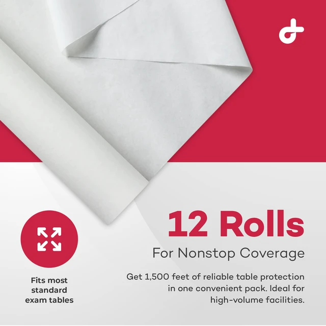 Alt view image 7 of 7 - Table Paper Exam Cover - 21 in x 125 ft, Crepe, White, 12 Rolls Tear Resistant, Disposable Barrier Cover, Quiet Non Crinkly, For Clinics, Studios, Offices, Crafts
