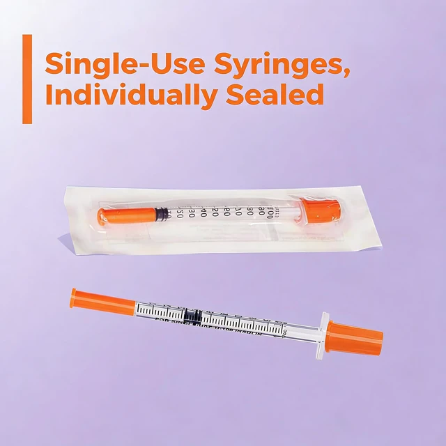 Alt view image 2 of 6 - 1ml 31G 1/2" Syringe, Laboratory Syringes, Pack of 100