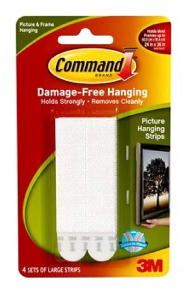 Main image of Large Picture-Hanging Strips, White, 24-Strip