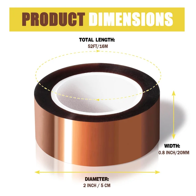 Alt view image 2 of 7 - 12 Rolls 20mm x16m(52FT) Heat Tape High Temperature Heat Resistant Tape Heat Transfer Tape for Heat Sublimation Press Vinyl,No Residue
