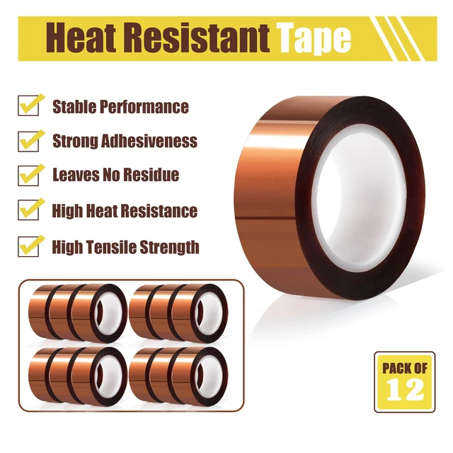 Alt view image 3 of 7 - 12 Rolls 20mm x16m(52FT) Heat Tape High Temperature Heat Resistant Tape Heat Transfer Tape for Heat Sublimation Press Vinyl,No Residue