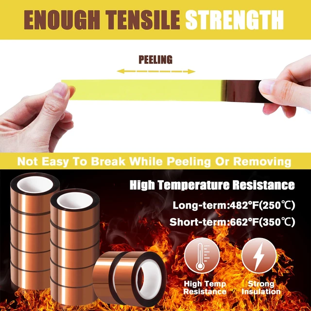 Alt view image 5 of 7 - 12 Rolls 20mm x16m(52FT) Heat Tape High Temperature Heat Resistant Tape Heat Transfer Tape for Heat Sublimation Press Vinyl,No Residue