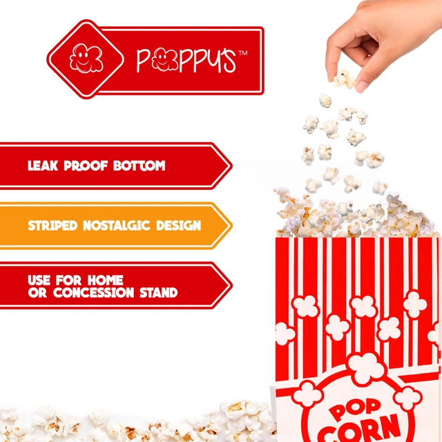 Alt view image 4 of 7 - Paper Popcorn Bags 500 2 oz Concession-Grade Bags, Popcorn Machine Accessories for Popcorn Bars, Movie Nights, Concessions