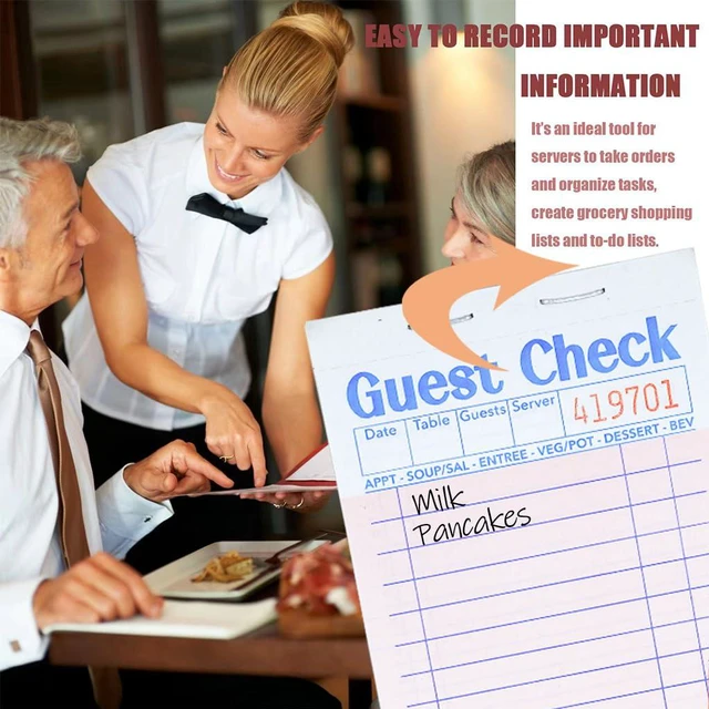 Alt view image 4 of 6 - Budgenix 24 Pack Guest Checks Server Note Pads, 1200 Order Pads Pink Guest Check Pads with Bottom Receipt, For Servers, Waitress, Cafes, Restaurant Business