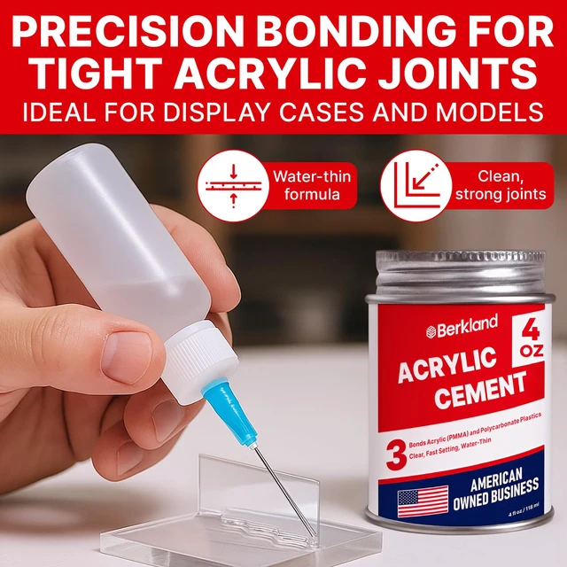 Alt view image 2 of 7 - Acrylic Bonding Cement, 4 oz with Applicator Bottle Clear fast-setting glue for plexiglass, acrylic sheets & display cases - applicator bottle for clean seams
