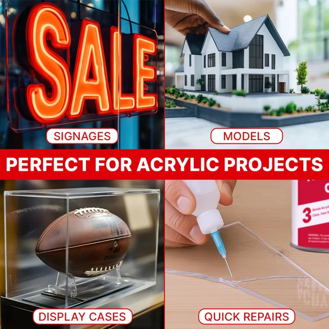 Alt view image 6 of 7 - Acrylic Bonding Cement, 4 oz with Applicator Bottle Clear fast-setting glue for plexiglass, acrylic sheets & display cases - applicator bottle for clean seams