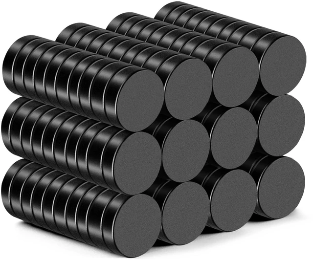 Main image of Small Magnets, 120Pcs Round Rare Earth Magnet, 10x3mm Black Tiny Strong Fridge Magnets for Whiteboard, Refrigerator, DIY, Kitchen, Office