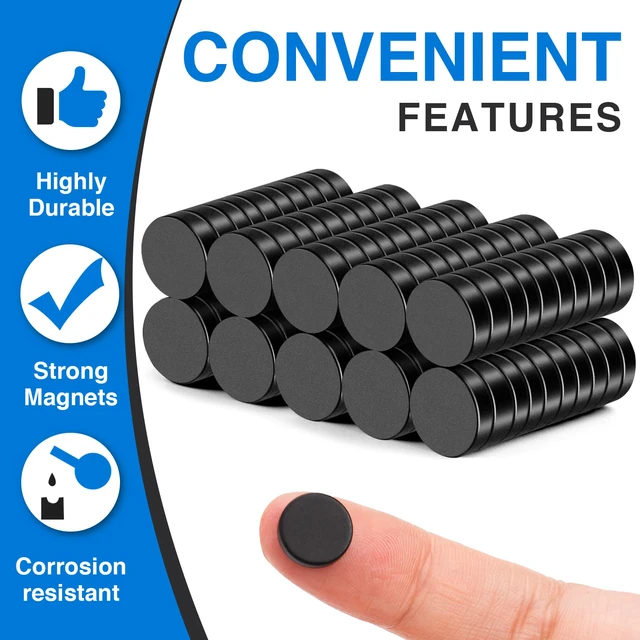 Alt view image 3 of 7 - Small Magnets, 120Pcs Round Rare Earth Magnet, 10x3mm Black Tiny Strong Fridge Magnets for Whiteboard, Refrigerator, DIY, Kitchen, Office