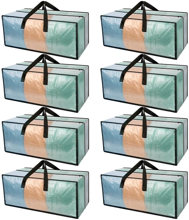 Main image of Heavy Duty Clear Moving Bags with Strong Zipper & Comfortable Handles 8 Pack Extra Large Storage Bags Totes Moving Boxes Packing Supplies for College Dorm Room Essentials Compatible with IKEA