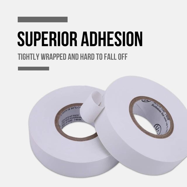 Alt view image 6 of 7 - 20-Pack White Electrical Tape Waterproof, 3/4 in x 66ft, Industrial Grade UL/CSA Listed High Temp Electrical Tape Electric Super Vinyl