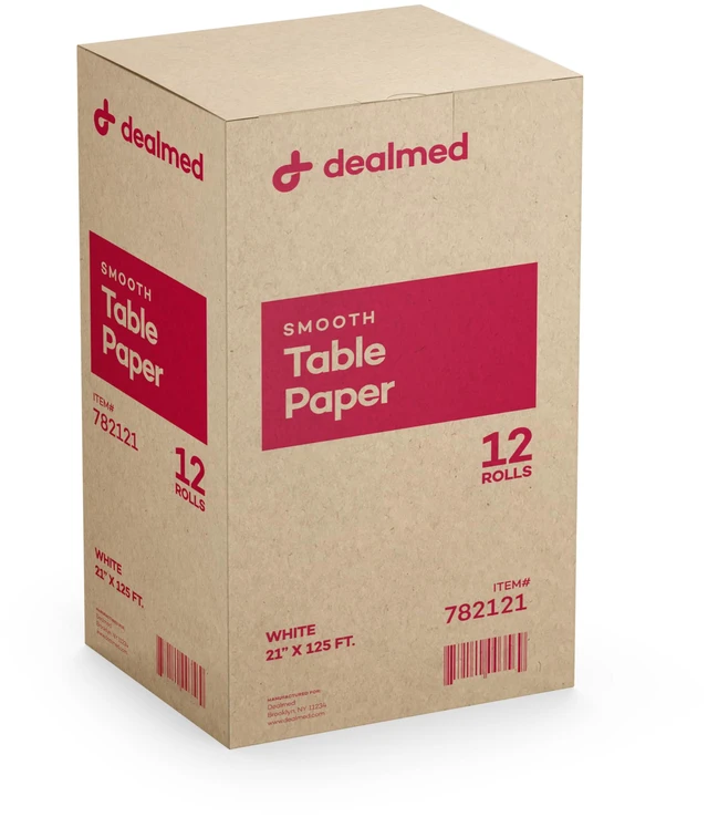 Main image of Table Paper Exam Cover - 21 in x 125 ft, Smooth, White, 12 Rolls Tear Resistant, Disposable Barrier Cover, Quiet Non Crinkly, For Clinics, Studios, Offices, Crafts