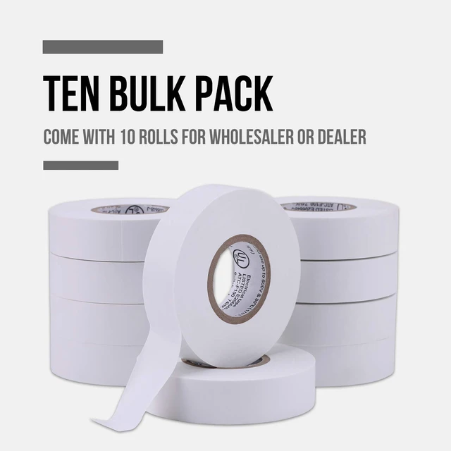 Alt view image 5 of 7 - 20-Pack White Electrical Tape Waterproof, 3/4 in x 66ft, Industrial Grade UL/CSA Listed High Temp Electrical Tape Electric Super Vinyl