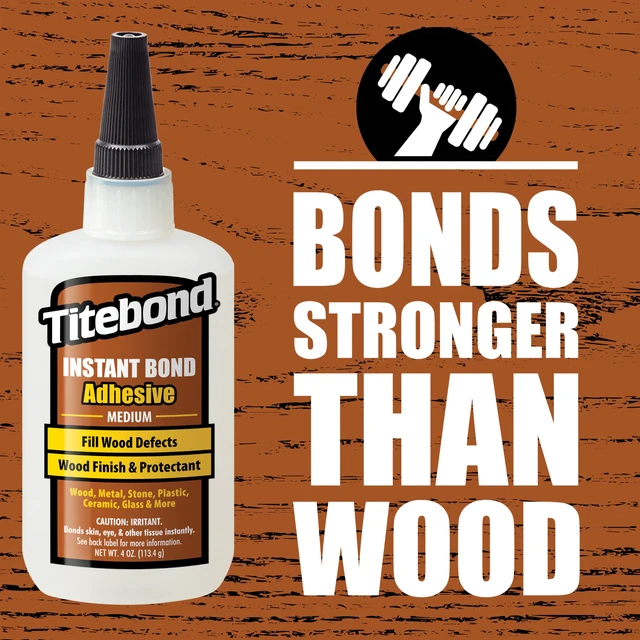 Alt view image 2 of 4 - Instant Bond Medium CA Super Glue Ethyl Cyanoacrylate Adhesive Filling Knots & Voids, 57 Second Set 4 Oz. 6212