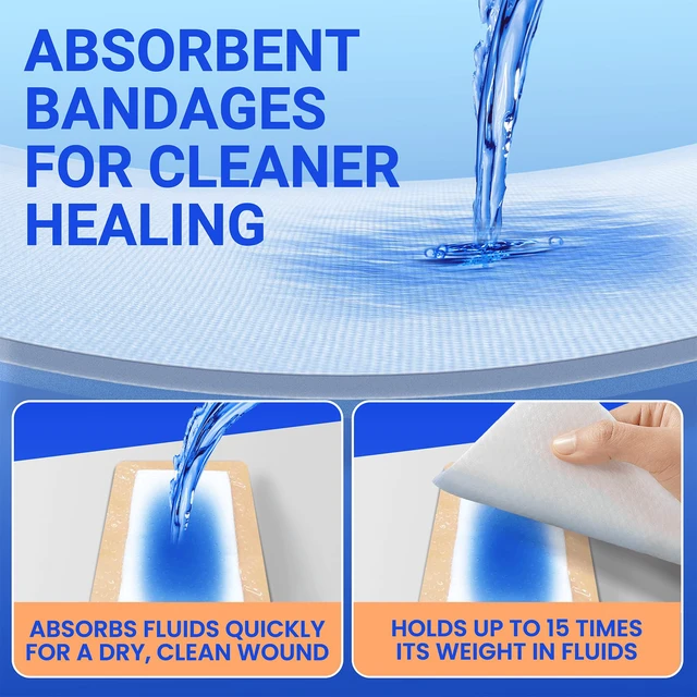 Alt view image 4 of 6 - Large Waterproof Bandages 4x8 Silicone Foam Dressing Sensitive Skin, 10 PCS Wound Dressing, Adhesive Cohesive Pad with Border, First Aid, Post-Surgical, Burn & Pressure Care, Scar Care
