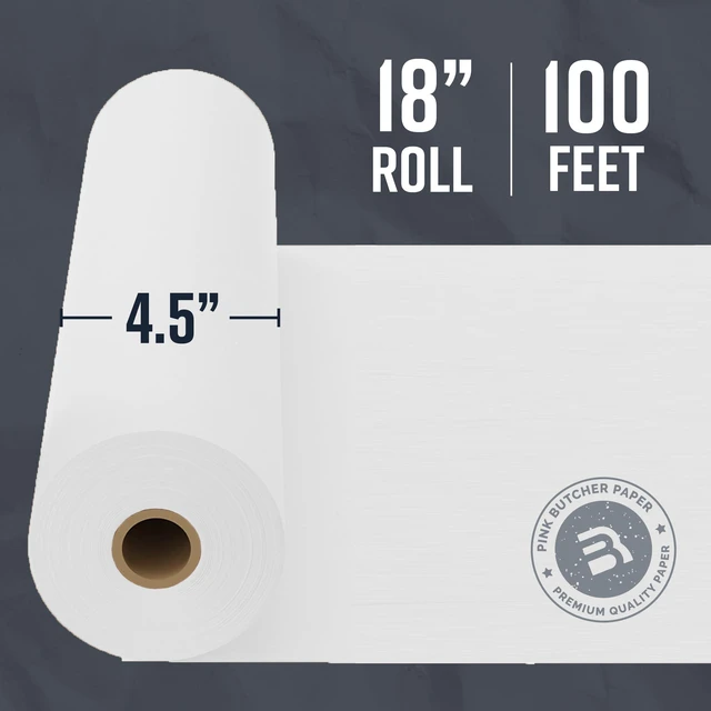 Alt view image 4 of 7 - White Kraft Butcher Paper Roll - 18" x 1200 (100 ft) - Uncoated, Unwaxed, Food-Grade Paper for Smoker, Grilling, BBQ, Wrapping & Smoking Meat, Packaging, and Sublimation