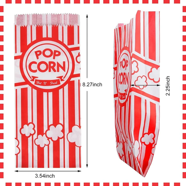 Alt view image 2 of 7 - 200 Pieces Paper Popcorn Bags, 1 oz Bags Individual Servings for Machine Maker Cart Supplies, Small Mini Pop Corn Bag Bulk Carnival Party