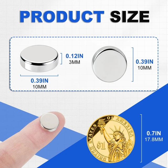 Alt view image 2 of 6 - 200 Pack Small Strong Magnets, 10x3mm Rare Earth Magnet Mini Tiny Neodymium Magnets for Crafts, 3D Printing, Refrigerator, DIY, Kitchen and Office