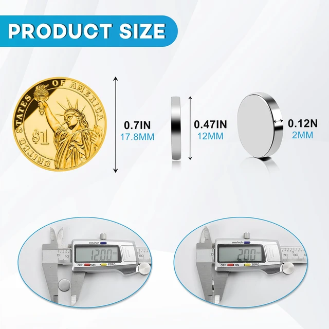Alt view image 2 of 6 - 300 Pack Small Strong Magnets, 12x2mm Rare Earth Magnet Mini Tiny Neodymium Magnets for Crafts, 3D Printing, Refrigerator, DIY, Kitchen and Office