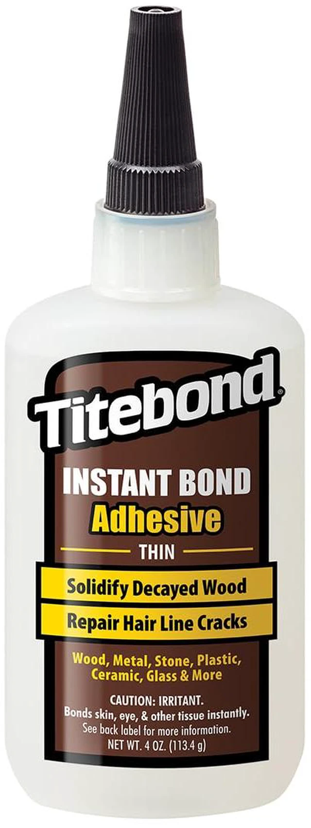 Main image of Instant Bond Thin Adhesive, 3-second Bond, Home Repair, Woodworking, Crafts, Hairline Cracks, Filling Wood Knots, 4 oz. 6202
