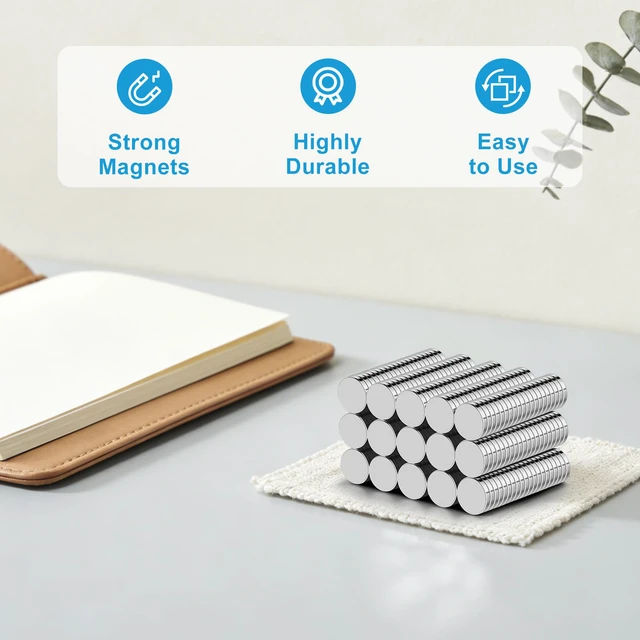Alt view image 5 of 6 - 300 Pack Small Strong Magnets, 12x2mm Rare Earth Magnet Mini Tiny Neodymium Magnets for Crafts, 3D Printing, Refrigerator, DIY, Kitchen and Office