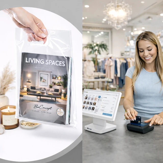 Alt view image 4 of 7 - Clear Plastic Merchandise Bags, 500 Pack, 9x12 Handles, 1.25Mil Thick, Glossy Retail Shopping, Small Business Boutique, Gift Bags, Clothing, Trade Show