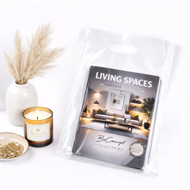 Alt view image 6 of 7 - Clear Plastic Merchandise Bags, 500 Pack, 9x12 Handles, 1.25Mil Thick, Glossy Retail Shopping, Small Business Boutique, Gift Bags, Clothing, Trade Show