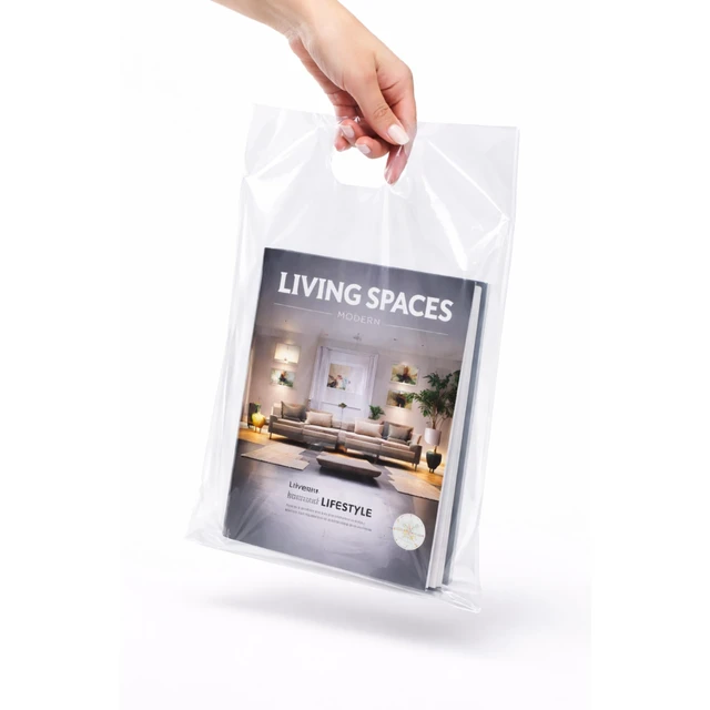 Alt view image 5 of 7 - Clear Plastic Merchandise Bags, 500 Pack, 9x12 Handles, 1.25Mil Thick, Glossy Retail Shopping, Small Business Boutique, Gift Bags, Clothing, Trade Show