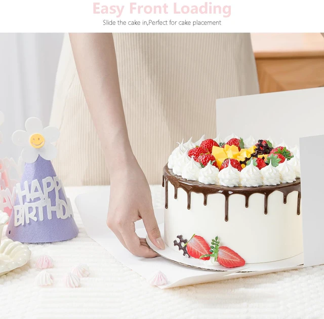 Alt view image 3 of 7 - 10 Pack Cake Boxes, 10x10x8 Inches Tall Cake Boxes with Cake Boards Disposable White Cake Transport Containers with Clear Lids, Thick Cardboard, Easy to Assemble, for Cake Cookies Pies Cookies