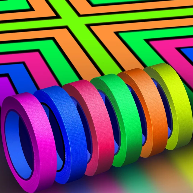Main image of 6 Colors Neon Gaffer Cloth Tape, Fluorescent UV Blacklight Tape for UV Party (0.6 inch x 60 feet)