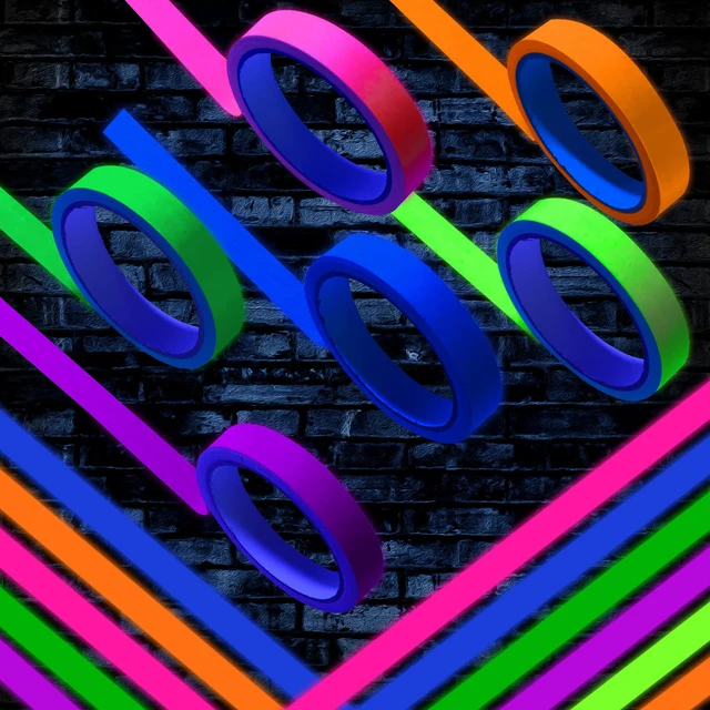 Alt view image 4 of 7 - 6 Colors Neon Gaffer Cloth Tape, Fluorescent UV Blacklight Tape for UV Party (0.6 inch x 60 feet)