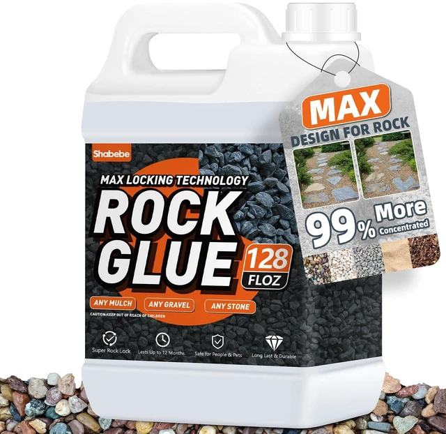 Main image of Rock Glue,1 Gallon 99% Stronger Bond Gravel Binder for Pea Gravel, Pebble&Stone-Stop Shifting, Reduce Mess, Strong Hold for Yards, Patios, Garden Walkways, Pet Safe Mulch Bond for Landscaping