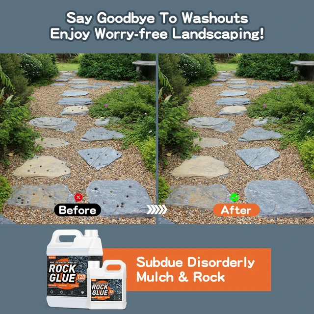 Alt view image 2 of 7 - Rock Glue,1 Gallon 99% Stronger Bond Gravel Binder for Pea Gravel, Pebble&Stone-Stop Shifting, Reduce Mess, Strong Hold for Yards, Patios, Garden Walkways, Pet Safe Mulch Bond for Landscaping