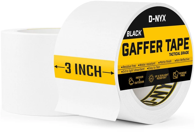 Main image of Gaffer Tape 3 Inch x 2 Pack White Gaff Tape, Heavy Duty No Residue Gaffers Tape, Matte Finish, Non-Reflective, Multipurpose Real Professional Grade White Gaffer Tape Waterproof