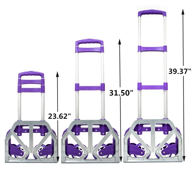 Alt view image 6 of 7 - Folding Hand Truck Aluminum Portable Folding Hand Cart 155lbs Capacity Handy Dolly Cart Ideal for Home, Auto, Office,Travel Use,Purple