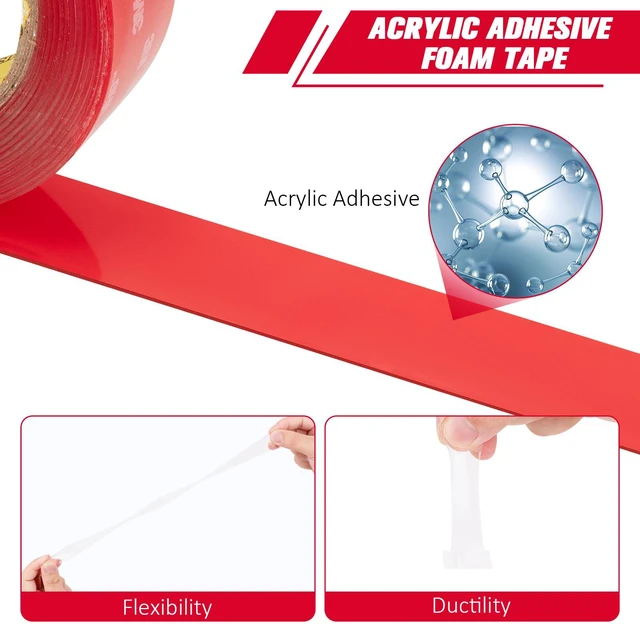 Alt view image 2 of 6 - 3M Heavy Duty Double Sided Tape 2''x15.4Ft 0.04in Thick Clear 4910 Adhesive Waterproof Mounting Tape Foam Tape for Car Home Office Decov