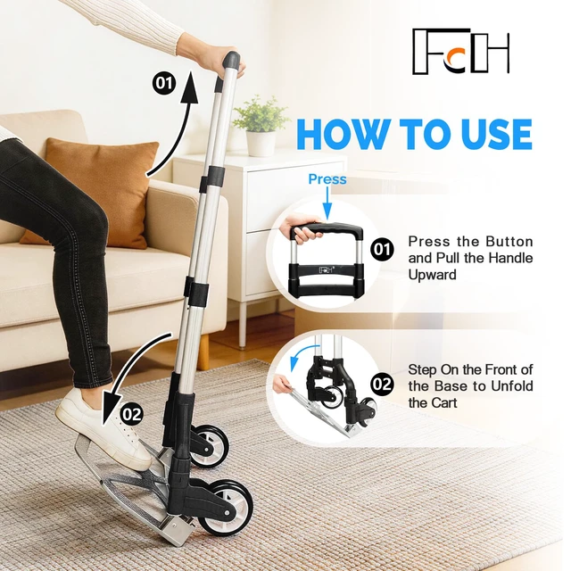 Alt view image 4 of 7 - Folding Hand Truck Aluminum Portable Folding Hand Cart 165lbs Capacity Hand Cart and Dolly Ideal for Home, Auto, Office,Travel Use,Black